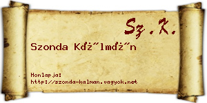 Szonda Kálmán névjegykártya